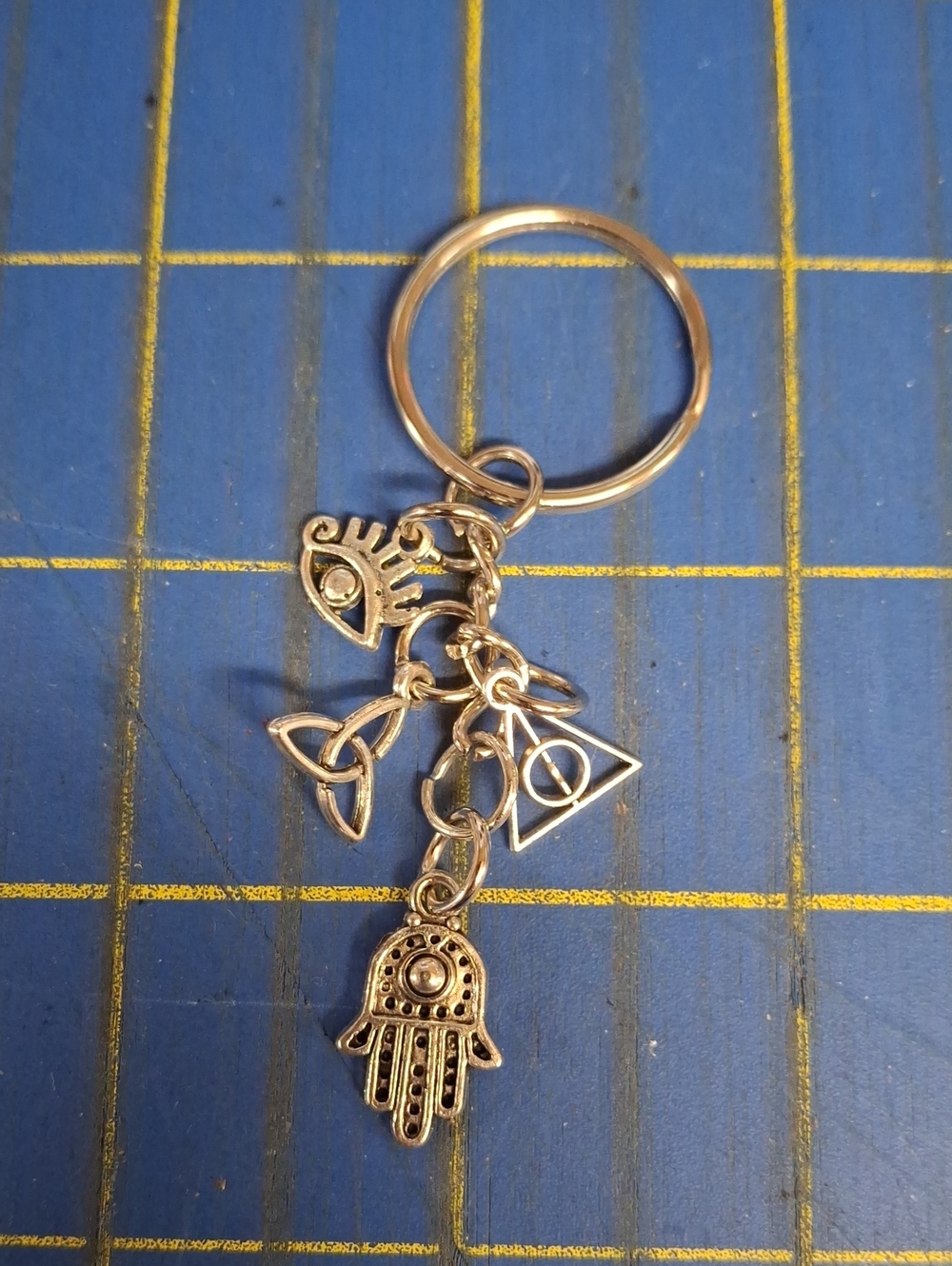 Hamsa hand Deathly Hallows Evil Eye Keyring Purse Charm